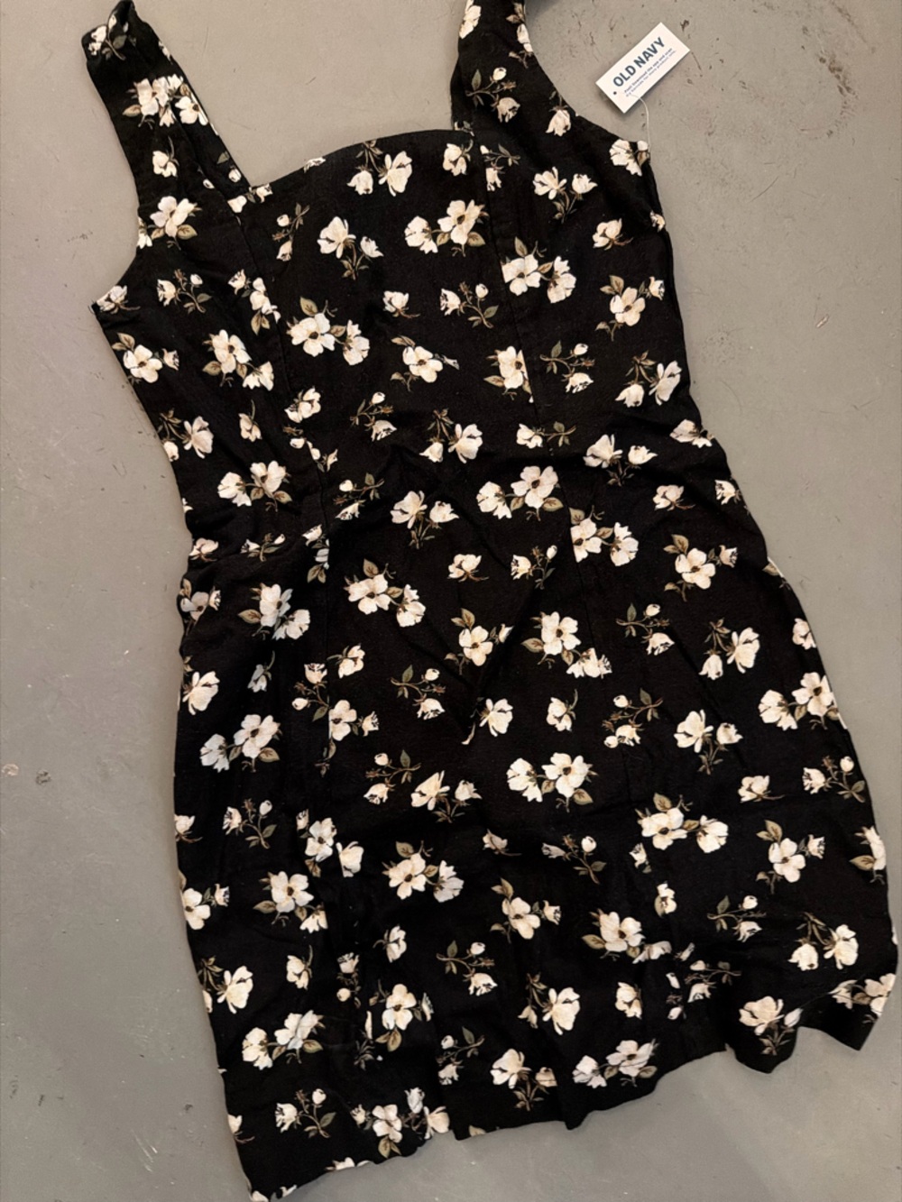 Old Navy Black Mini Dress with White Floral Print